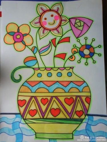 漂亮的花瓶图片儿童画