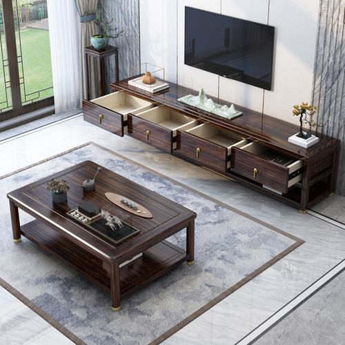 中式实木电视柜现代轻奢高档乌金木黑檀色储物柜地柜客厅家具组合视频