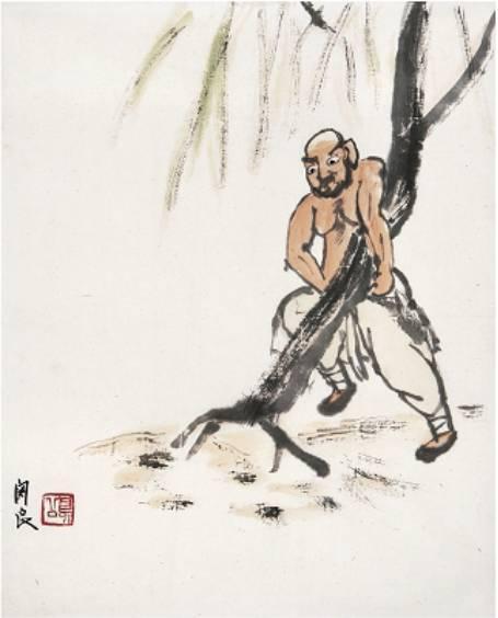 水浒传水墨插画鲁智深倒拔垂杨柳倒拔垂杨柳怎样画简笔画