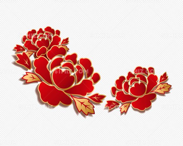 矢量新春佳节装饰牡丹花素材