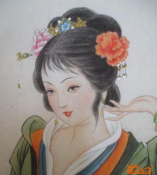 于静(又名鲁秀)-薛宝钗--局部-淘宝-名人字画-书画服务中心,书画销售