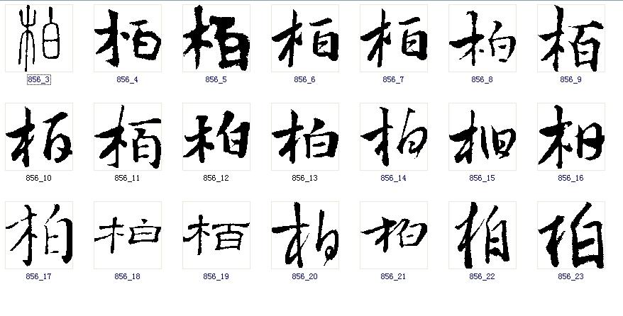 柏 书法字