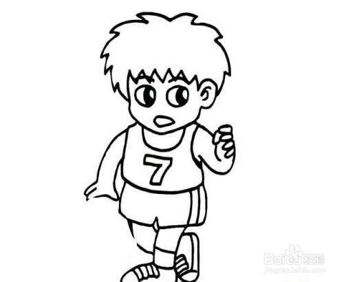 玩花样篮球的男孩简笔画