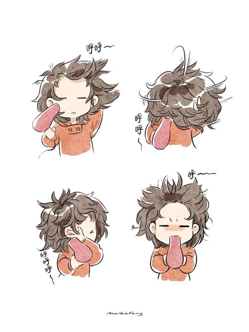 小麦随记|吹头发_小情侣的日常_素材_素材其他