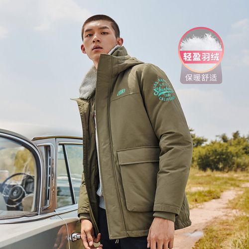 skechers斯凯奇羽绒服新款秋冬外套保暖梭织防风中长款l419m061