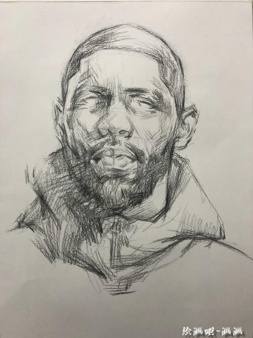 欧文素描头像图片步骤三