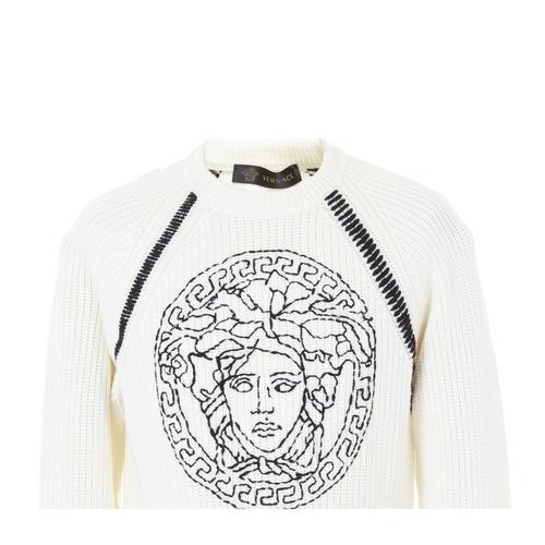 【versace范思哲 男士针织衫/毛衣】versace/范思哲 白色羊毛男士针织