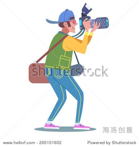 photographer journalist reporter at work with the