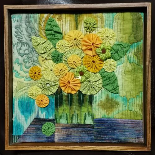 作品回顾|一幅绿意盎然的小装饰画_装饰画_拼布_文化