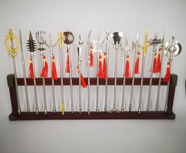 中国古代兵器24厘米十八般兵器金属武器模型带大号展示架礼盒装