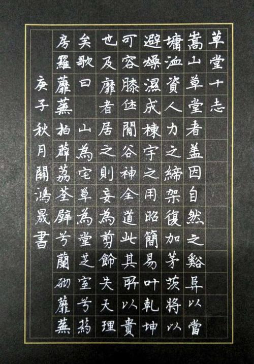 2020年硬笔书法作品 临草堂十志(一)