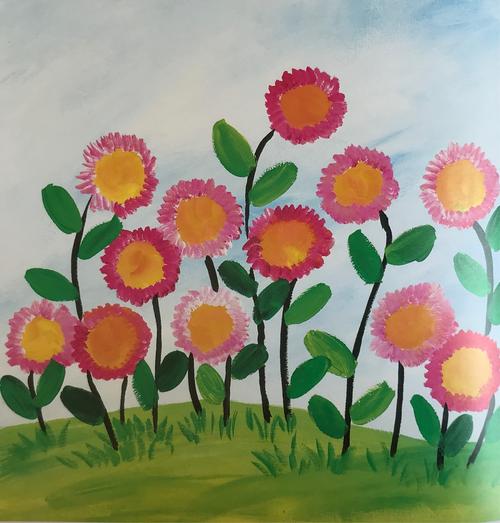 水粉画～春天来啦(秋花正艳)