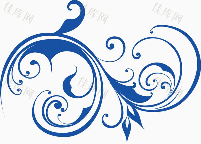 蓝色欧式花纹素材_边框纹理_1446*1034px_编号_png