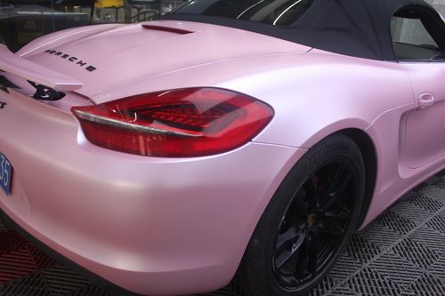 重庆汽车贴膜「车艺美」保时捷718汽车改色冰梅粉