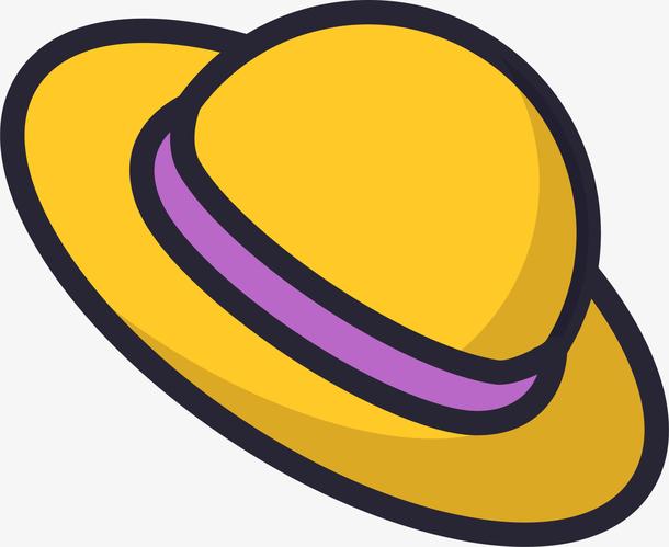 黄色卡通简约草帽