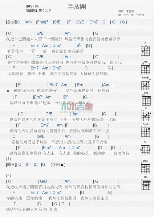 李圣杰手放开吉他谱