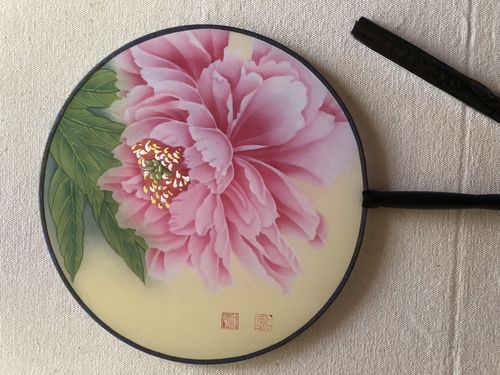 粉色牡丹团扇之四