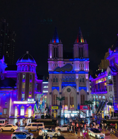 夜景,武汉光谷步行街