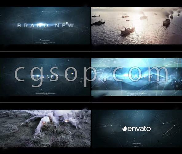 点线连接震撼大气的电影预告片ae模板-影视动画素材网