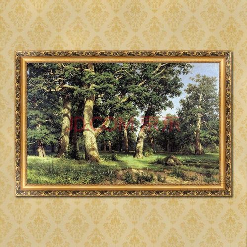 艺澜手绘世界名家希施金作品橡树林古典风景油画别墅酒店客厅沙发背景