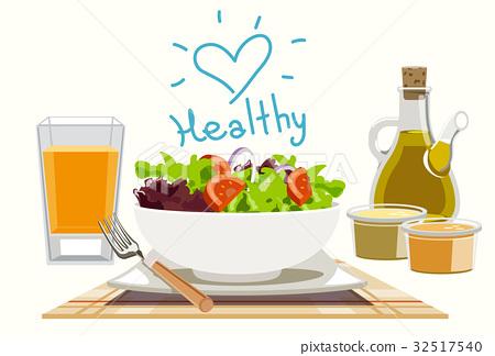 图库插图: eating salads to you healthy. dinner diet food