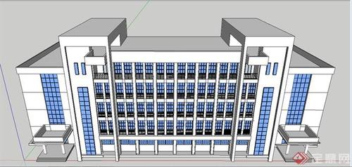 现代风格5层办公楼建筑su模型[原创]