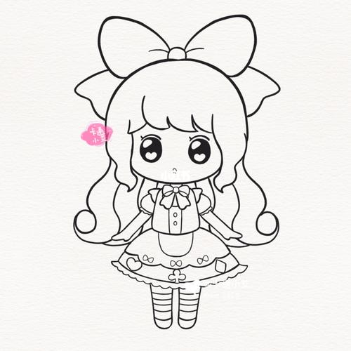 迷你大陆 爱丽丝,画画教程线稿分解图_迷你_画画_卡通_上色_铅笔_迷你