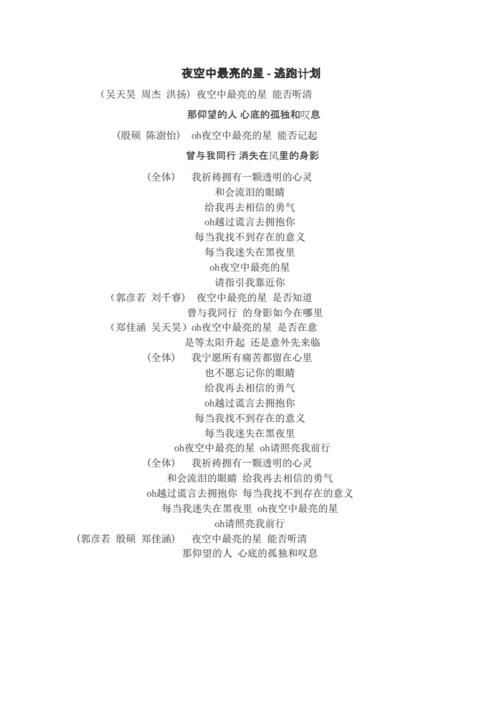 夜空中最亮的星歌词.docx 2页