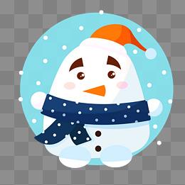 蓝白色围巾卡通冬季雪人