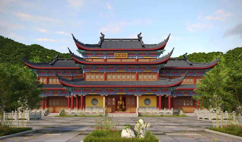 寺庙案例室外建筑效果图
