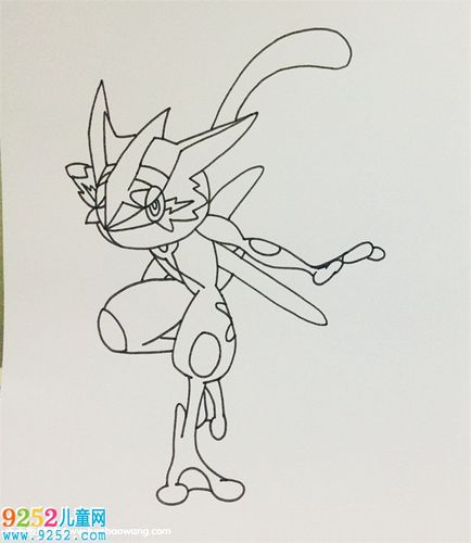 如何画一只甲贺忍蛙精灵宝可梦简笔画