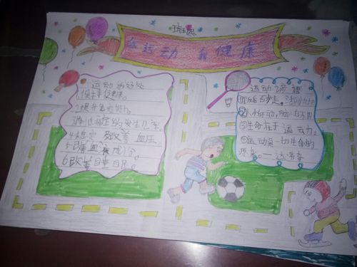 "我运动我快乐,我健康"二年级体育手抄报