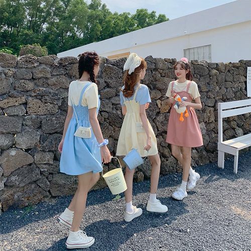 夏款季不一样的闺蜜装三人套装森女系姐妹装两件套学生泫雅风连衣