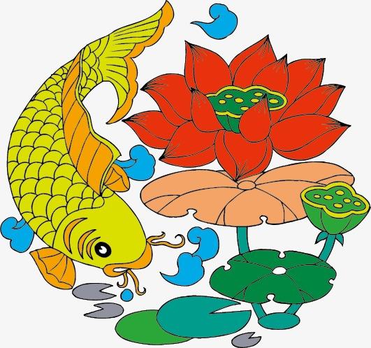 国潮风鲤鱼海浪山中国风素材创意