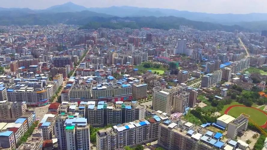 航拍中国广东梅州市大埔县县城城全景