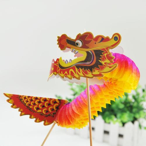 2019新年春节纸龙水果签立体拉花中国龙舞龙儿童玩具