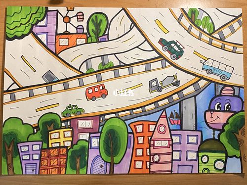 『交通主题画』热闹的马路_简笔画_幼师_文化_绘画