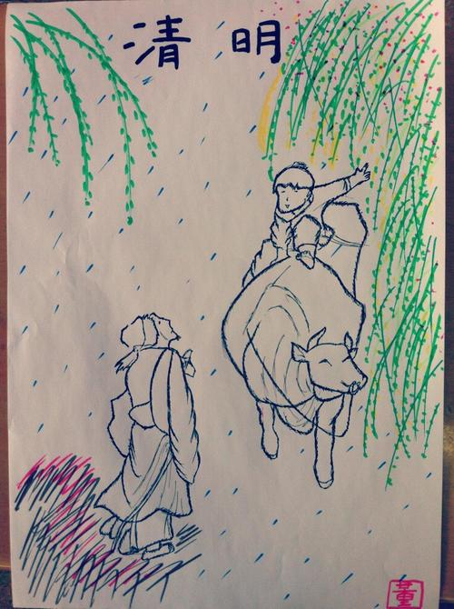 关于牧童放牛的简笔画