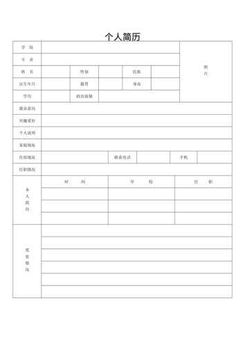 个人简历表格免费下载(最新整理)