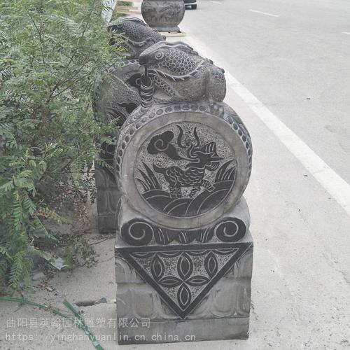 英翰雕刻石雕貔貅门墩石鼓摆件 家居别墅门口摆放青石仿古貔貅麒麟