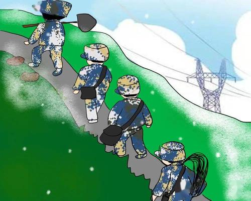 为通信畅通保驾护航用脚步丈量光缆线路行走在冰山雪地之间天寒地冻