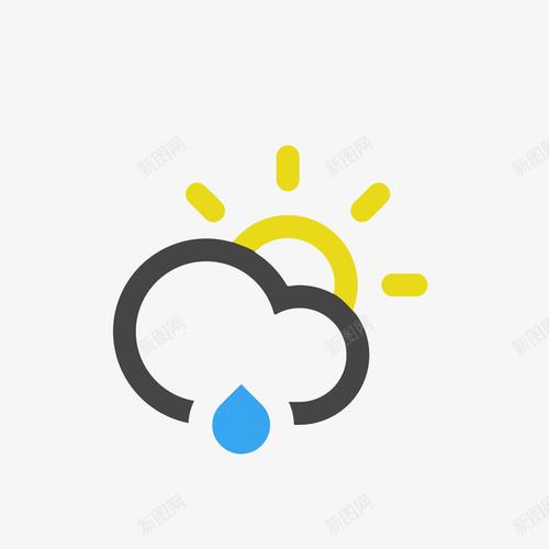 卡通手绘阵雨天气图标