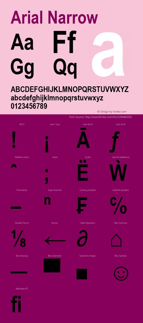 arial narrow bold version 2.37m图片样张