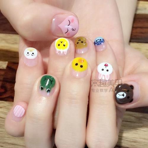 美甲可爱图片动物图片 美甲图片可爱卡通简单