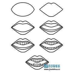 露牙齿嘴巴简笔画