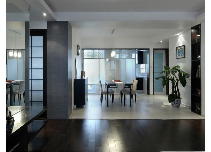 5-10万90㎡简约三居室装修效果图,现代白加黑系列装修