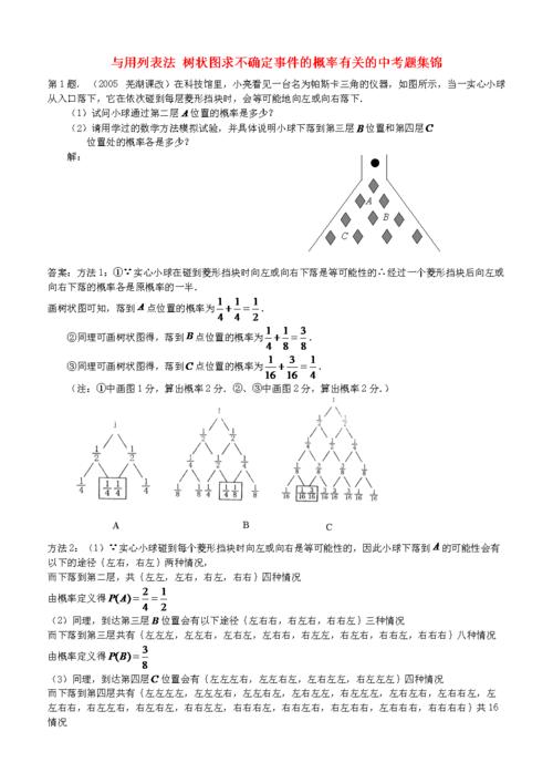 与用列表法 树状图求不确定事件的概率有关的中考题集锦 新课标.