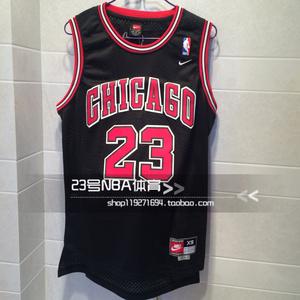 经典芝加哥公牛队 23号乔丹jordan球衣 篮球服sw复古刺绣 黑色