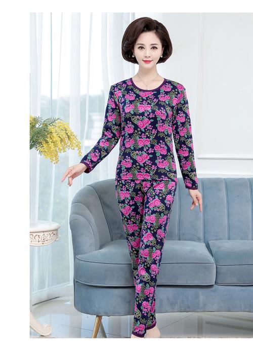 超级新品 妈妈装保暖内衣女中老年女装衣裤女士保暖套装 3号 3xl
