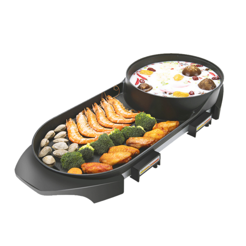 尚烤佳电烧烤炉多功能鸳鸯电火锅家用无烟电烤炉电烤盘烤涮一体锅大号